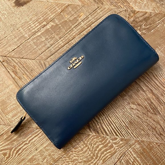 Coach Skinny Wallet in Dark Teal - Picture 1 of 6